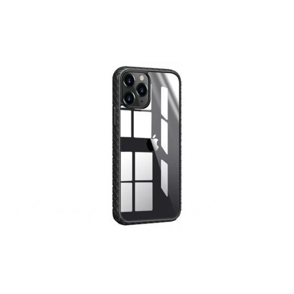 Carcasa spate rezistenta la socuri pentru iPhone 12 Pro Max (6.7"), carcasa TPU, cadru transparent/negru, Devia Shark4