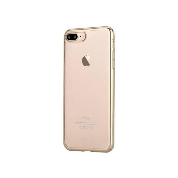 Carcasă rigidă pentru iPhone 12 Pro Max (6,7"), carcasă TPU, cadru transparent/auriu, Devia Glimmer