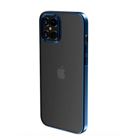 Husă rigidă pentru iPhone 12 Pro Max (6,7"), carcasă TPU, cadru transparent/albastru, Devia Glimmer