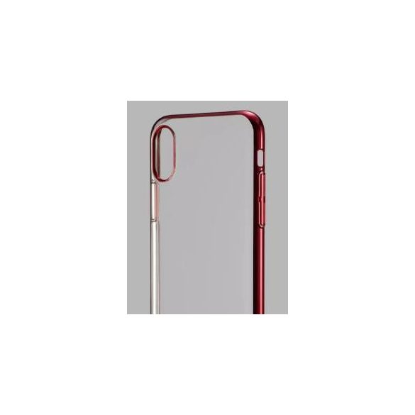 Husa din silicon TPU transparenta Joway BHK32 pentru iPhone X / XS (5.8") cu rama rosie