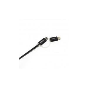 Cablu de date micro USB cu convertor iPhone 8pin, conector metalic, 2.1A, 1m, negru, Remax RC-020t