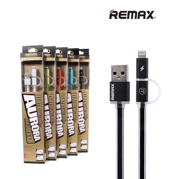 Cablu de date micro USB cu convertor iPhone 8pin, conector metalic, 2.1A, 1m, negru, Remax RC-020t