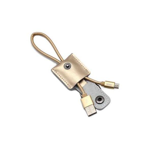 Cablu de date micro usb, 2.1A, 0.3m, piele, auriu, Remax RC-079m