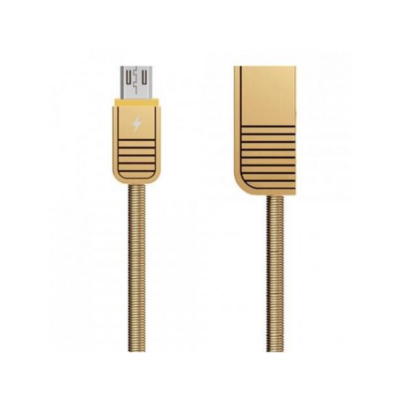 Cablu de date micro usb, cu conector metalic, 2.1A, 1m, auriu, Remax RC-088m