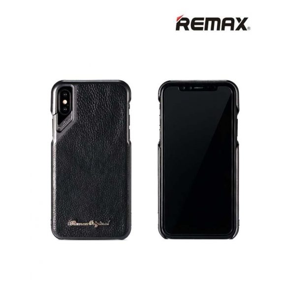 Remax RM-1652 iPhone X XS (5.8")Husăspate din piele neagră