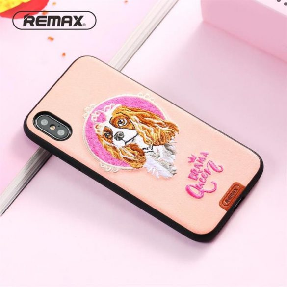 Remax RM-1647 Husa din spate pentru caine roz pentru iPhone X XS (5,8") "Drama Queen"