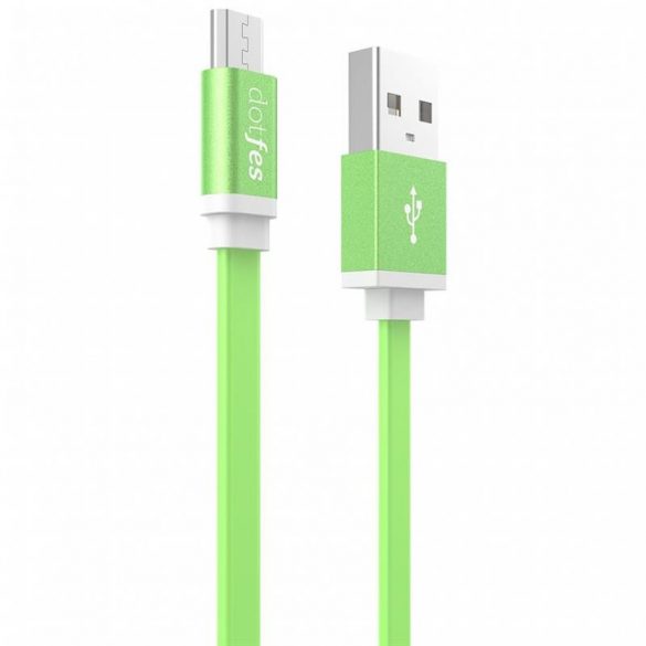 Cablu de date micro USB, cu conector metalic, 2.5A, 1m, verde, Dotfes A05m