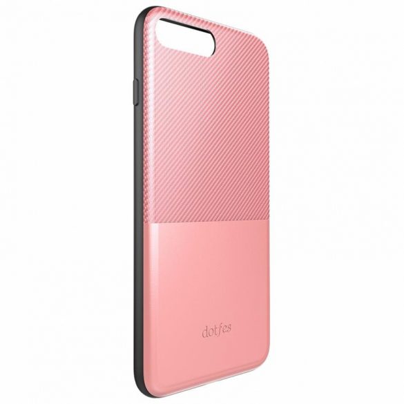 Husa din spate iPhone 6 / 6S (4,7"), carcasa din plastic, card bancar rezistent, carbon premium, aur roz, Dotfes G02