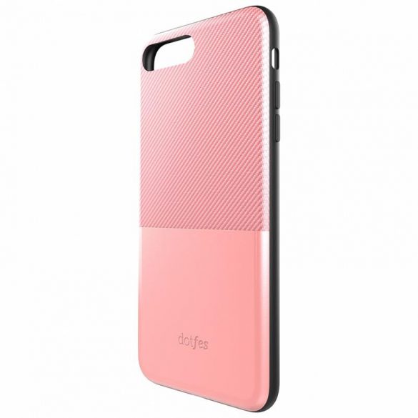 Husa din spate pentru iPhone 6S Plus (5,5"), carcasa din plastic, card bancar rezistent, carbon premium, aur roz, Dotfes G02