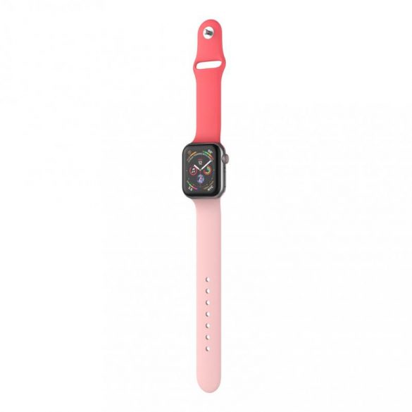 Dotfes S03 pentru Apple Watch 38mm / 40mm curea din silicon roz + roșu (mărime S/M)