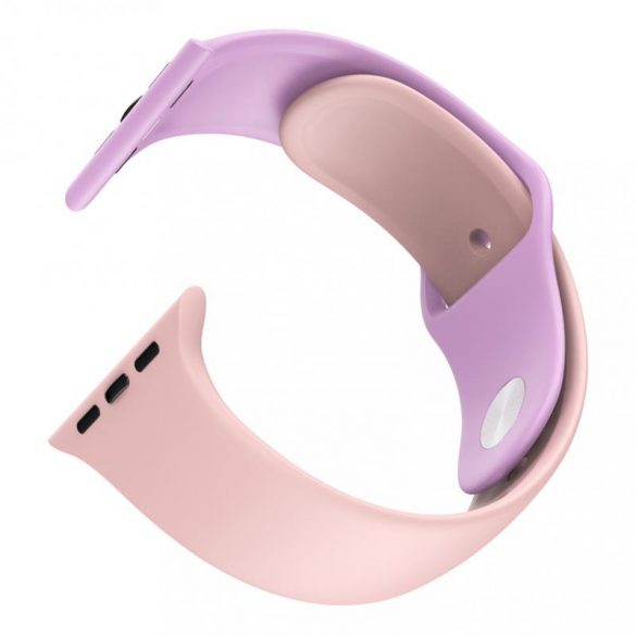 Dotfes S03 pentru Apple Watch 38mm / 40mm ceas inteligent roz + curea din silicon violet (mărimea S/M)