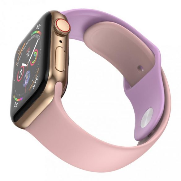 Dotfes S03 pentru Apple Watch 38mm / 40mm ceas inteligent roz + curea din silicon violet (mărimea S/M)