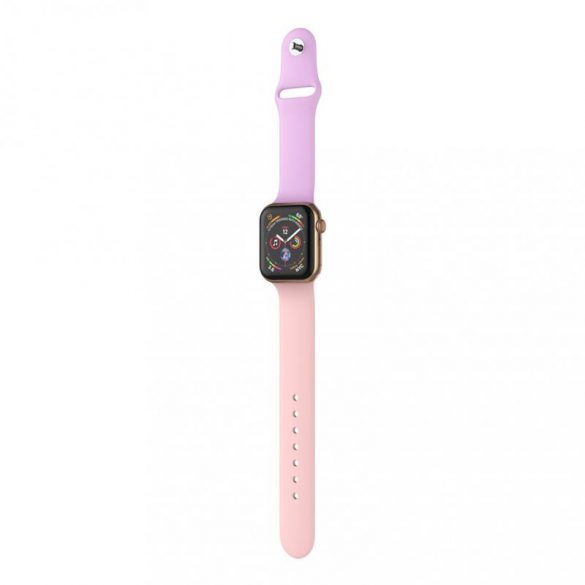 Dotfes S03 pentru Apple Watch 38mm / 40mm ceas inteligent roz + curea din silicon violet (mărimea S/M)