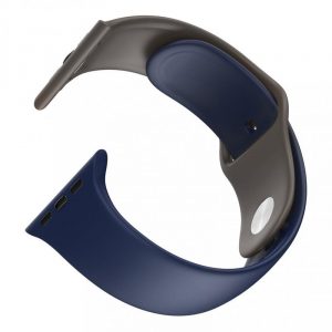 Dotfes S03 pentru Apple Watch 42mm / 44mm ceas inteligent curea din silicon albastru-maro închis (mărime M/L)