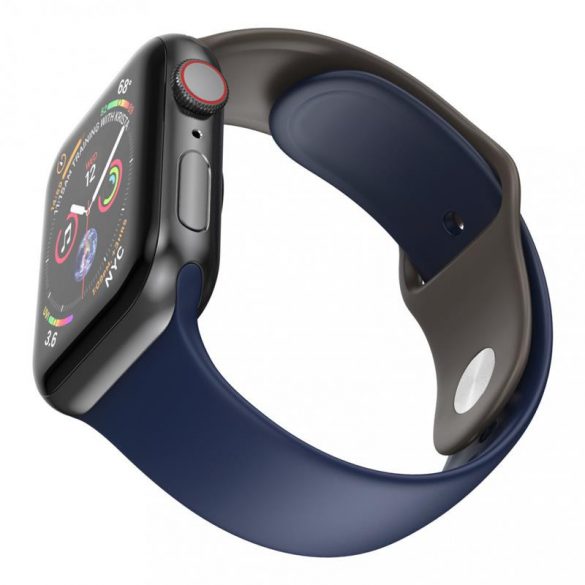 Dotfes S03 pentru Apple Watch 42mm / 44mm ceas inteligent curea din silicon albastru-maro închis (mărime M/L)