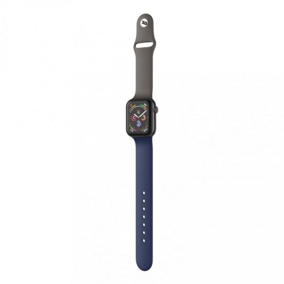 Dotfes S03 pentru Apple Watch 42mm / 44mm ceas inteligent curea din silicon albastru-maro închis (mărime M/L)