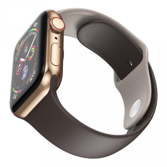 Dotfes S03 pentru Apple Watch 42mm / 44mm ceas inteligent maro + curea din silicon gri (mărime M/L)