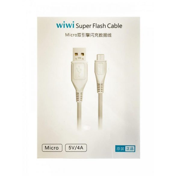 Cablu de date micro USB, 4A, 1M, alb, Letang wiwi W04