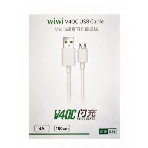 Cablu de date micro USB, 4A, 1M, alb, Letang wiwi W05