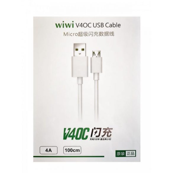 Cablu de date micro USB, 4A, 1M, alb, Letang wiwi W05