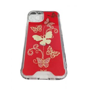 Carcasa spate iPhone 14 (6.1"), carcasa TPU, model fluture, rosu/auriu, magnetic