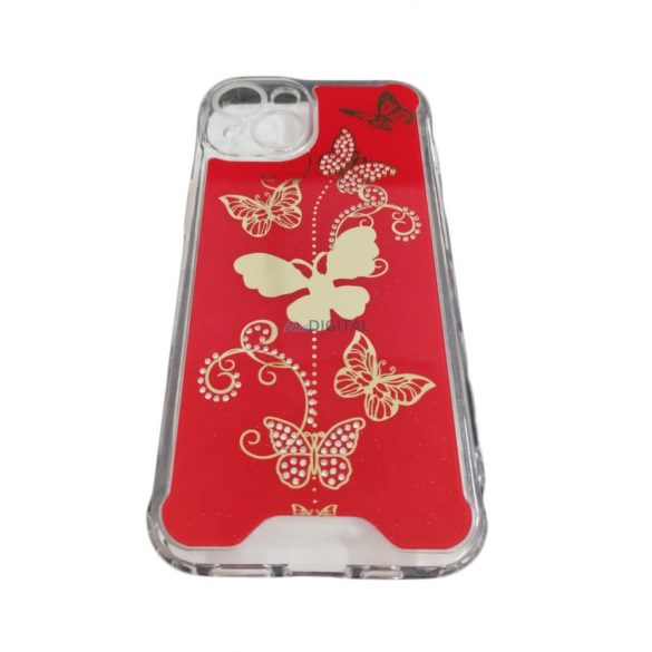 Carcasa spate iPhone 14 (6.1"), carcasa TPU, model fluture, rosu/auriu, magnetic