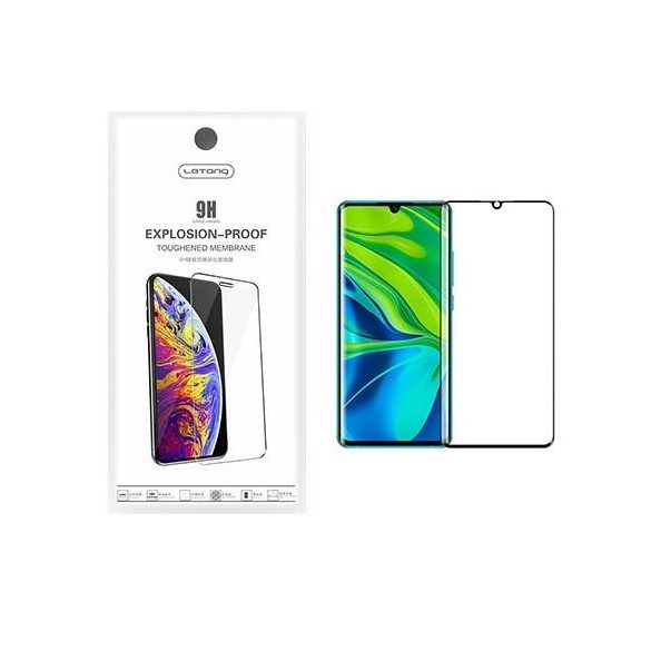 Letang Xiaomi Mi Note 10 folie de sticlă frontală neagră de 0,3 mm