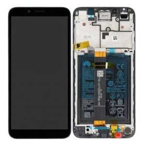 Huawei Y5P negru din fabrică LCD + panou tactil cu cadru, baterie