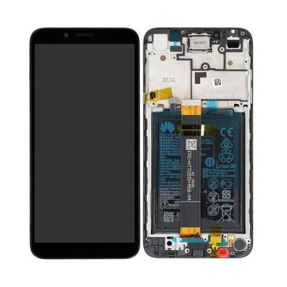 Huawei Y5P negru din fabrică LCD + panou tactil cu cadru, baterie