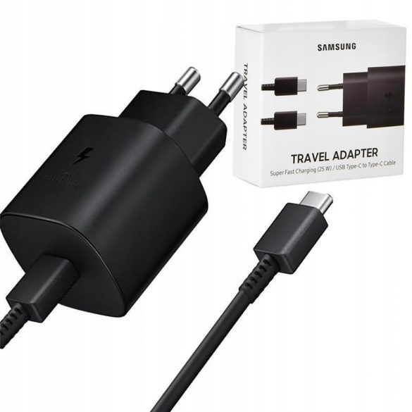 Samsung EP-TA800XBE negru fabrică fabrică putere Type-C încărcător rapid cap 3A 25W + Type-C - Type-C cablu de date ambalate