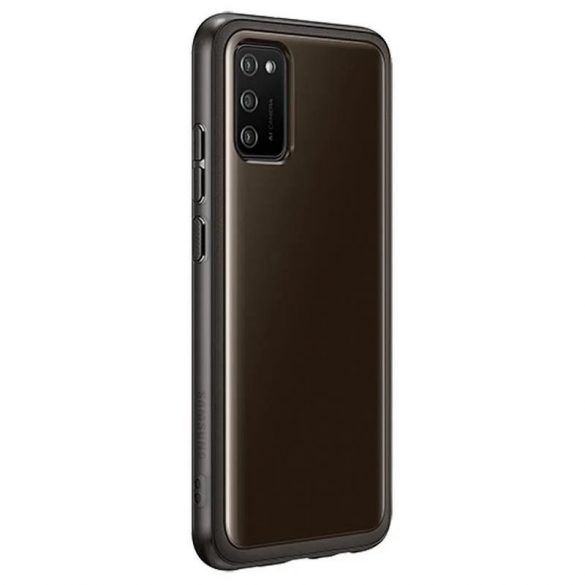 Husă din silicon din fabrică pentru Samsung Galaxy A02s, TPU, SM-A027, negru transparent, EF-QA026TBEGEU