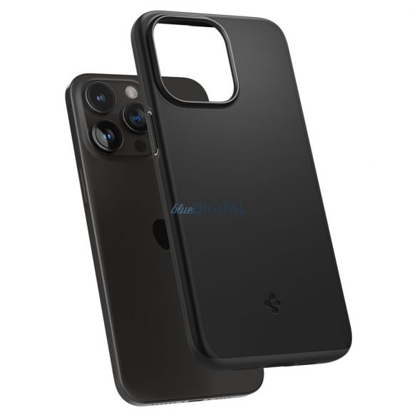 Husa din spate iPhone 15 Pro Max (6,7"), spate din plastic/cadru din silicon, negru, Spigen Thin Fit