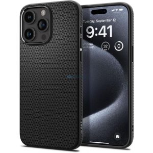 Husa din spate iPhone 15 Pro (6.1"), carcasa TPU, neagra, Spigen Liquid Air