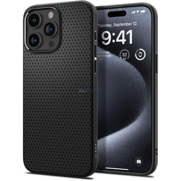 Husa din spate iPhone 15 Pro (6.1"), carcasa TPU, neagra, Spigen Liquid Air