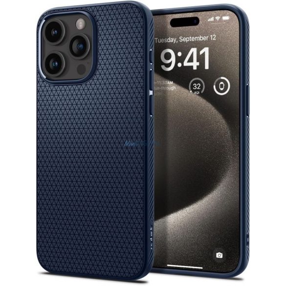 Carcasa din spate iPhone 15 Pro (6.1"), carcasa TPU, albastru inchis, Spigen Liquid Air