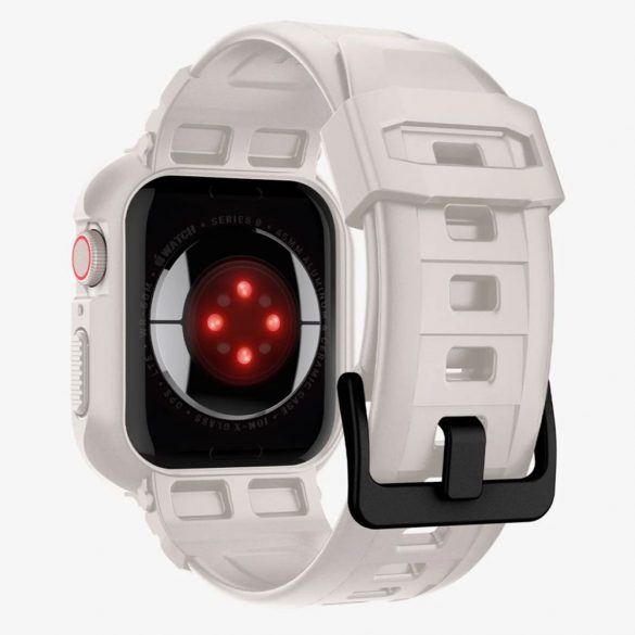 Carcasă și curea pentru ceas inteligent Apple Watch 4 / 5 / 6 / 7 / 8 / 9 / SE / SE 2, 44 mm / 45 mm, TPU / silicon, bej, Spigen Rugged Armor Pro