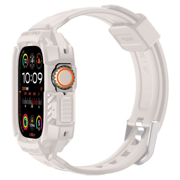 Carcasă și curea pentru ceas inteligent Apple Watch Ultra / Ultra 2, 49 mm, TPU / silicon, bej, Spigen Rugged Armor Pro