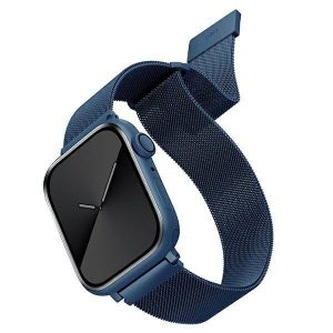 Apple Watch 4/5/6/7/SE, curea ceas inteligent, metal, albastru, 42/44/45mm, UNIQ