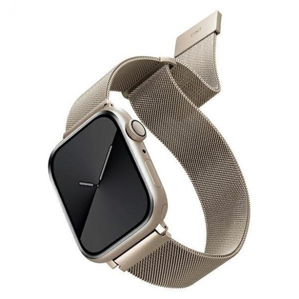 Apple Watch 4/5/6/7/SE, curea ceas inteligent, metal, argintiu „starlight”, 42/44/45mm, UNIQ