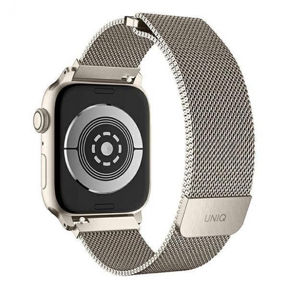 Apple Watch 4/5/6/7/SE, curea ceas inteligent, metal, argintiu „starlight”, 42/44/45mm, UNIQ