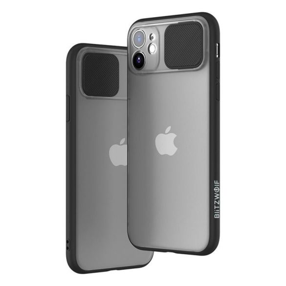 Blitzwolf BW-AY2 iPhone 11 Pro (5,8")Husădin plastic transparent antișoc cu ramă neagră și Husă detașabil pentru lentile