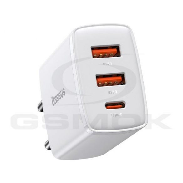 Încărcător de călătorie Baseus Compact 2X Usb / 1X Usb-C 30W 3A Qc Ccxj-E02 Alb