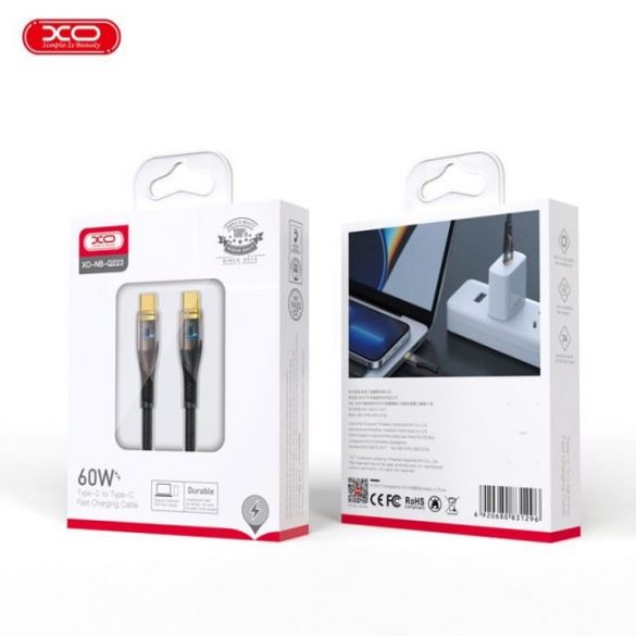 Cablu Usb-C la Usb-C 60W 1M Xo Nb-Q223B Negru