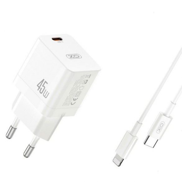 Incarcator de voiaj Xo Ce09 Pd 45W Usb-C + Cablu Usb-C la Lightning White