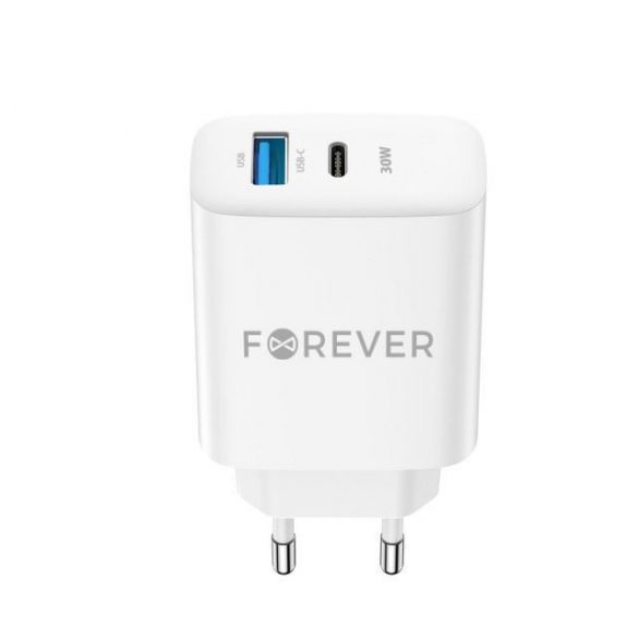 Încărcător de călătorie Forever Tc-07-30Ac Pd 30W Usb + Usb-C Alb