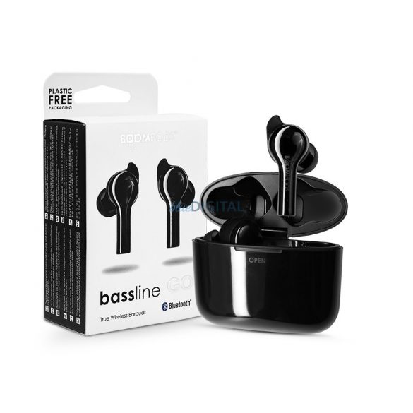 Căști stereo Bluetooth Boompods TWS v5.0 + carcasă de încărcare - Boompods Bassline Go TWS cu husă de încărcare - negru