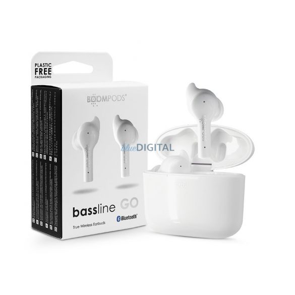 Căști stereo Bluetooth Boompods TWS v5.0 + carcasă de încărcare - Boompods Bassline Go TWS cu carcasă de încărcare - alb