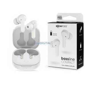 Căști stereo Bluetooth Boompods TWS v5.0 + carcasă de încărcare - Boompods Bassline Compact TWS cu carcasă de încărcare - alb