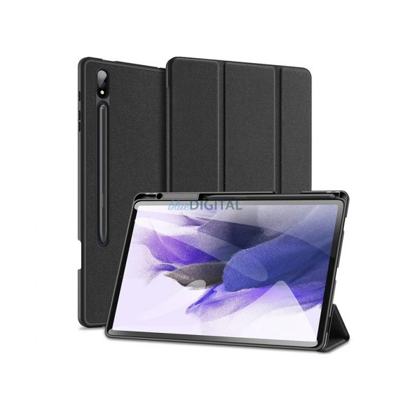 Husă pentru tabletă Samsung X810/X816B Galaxy Tab S9+ 12.4 (Smart Case) cu funcție de pornire/oprire, Suport creion - Seria Dux Ducis Domo - negru