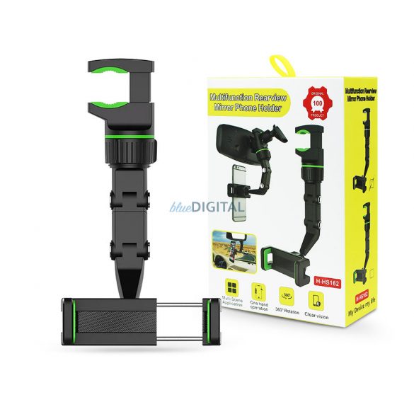 Suport auto universal rotativ pentru oglinda retrovizoare auto - H-HS162 - negru/verde